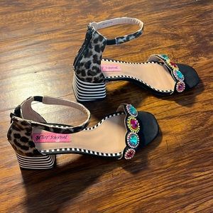 Betsy Johnson block heels w colorful gems